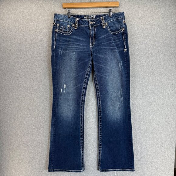 Miss Me The M Series Boot X1008BL Womens Blue Freesia Distressed Jeans‎ 30 x 33 - Picture 2 of 12